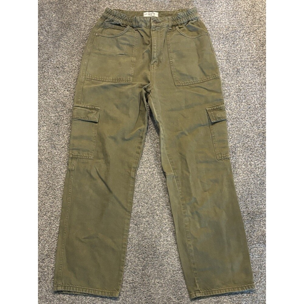We The Free People Ezra Cargo Jeans Pants Womens 30 Loose Fit Wide Leg Green